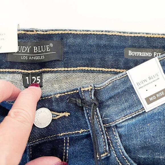 Judy Blue 1/25 Blue Bleach Splash Distressed Boyfriend Low‎ Rise Boho Y2K Emo - Picture 4 of 7